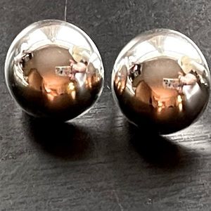 Sterling Silver Button Earrings 5/8” Diameter